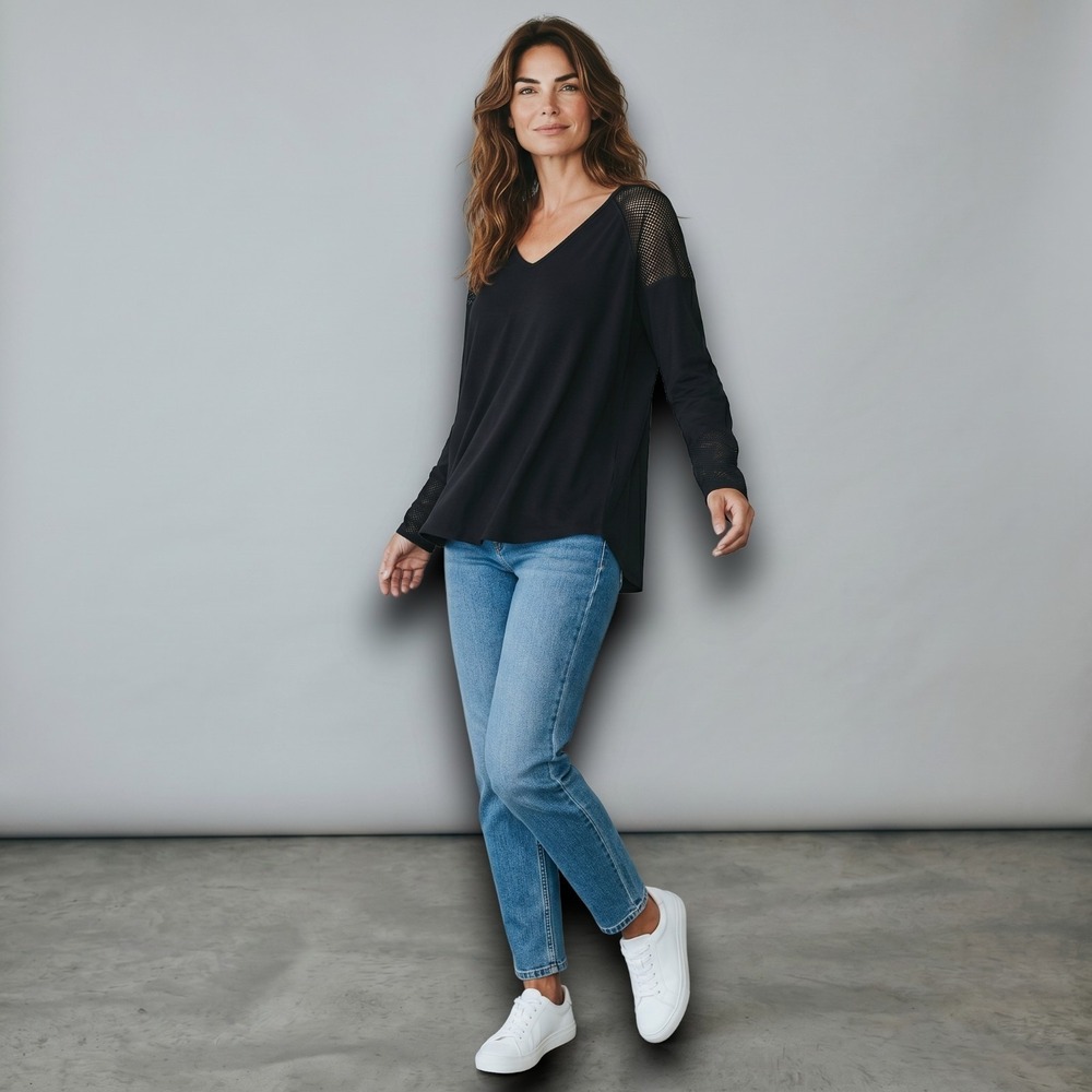 Livi Active Lane Bryant Womens Top Black 18/20 Long Sleeve Athleisure Plus Size